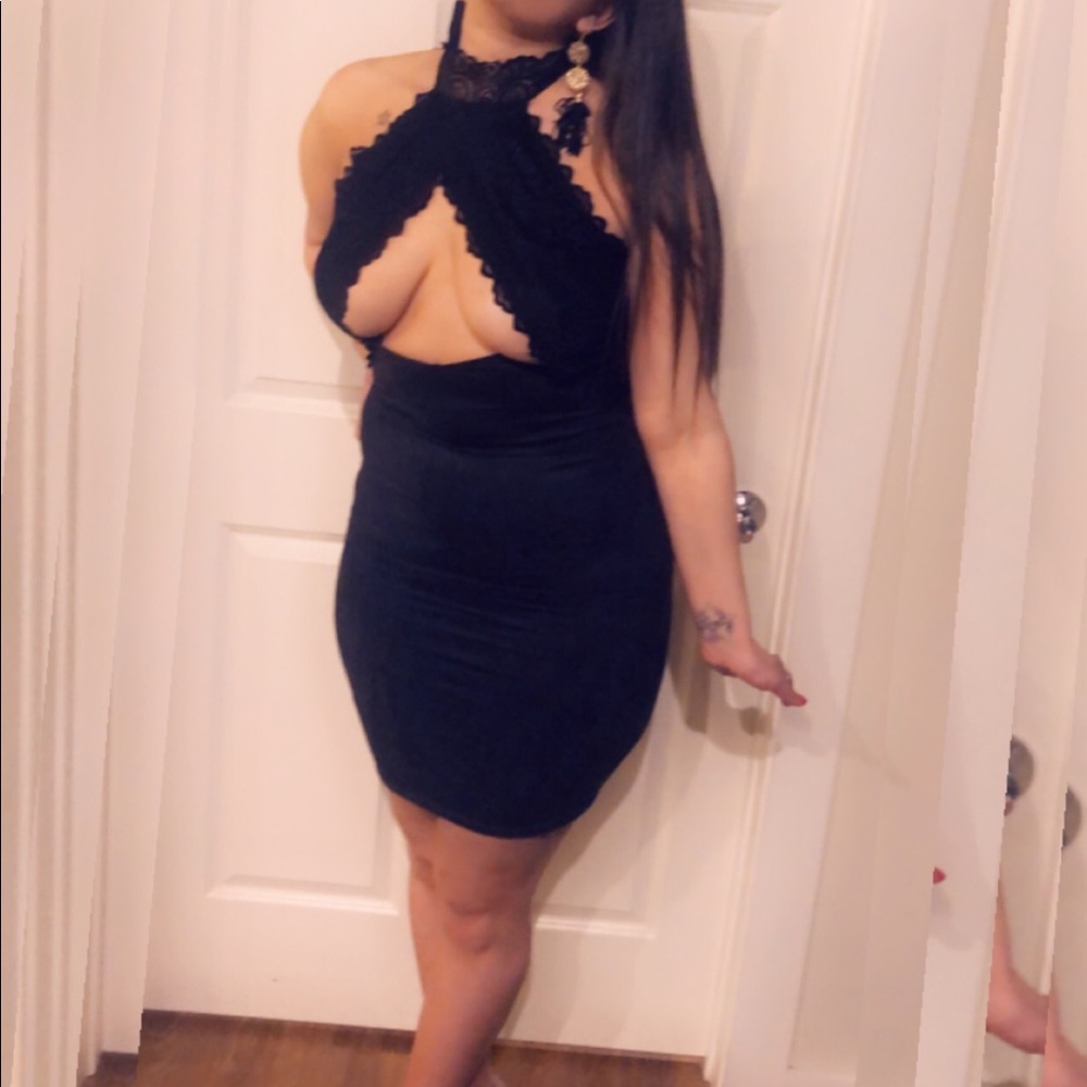 Backless sexy  Black dress